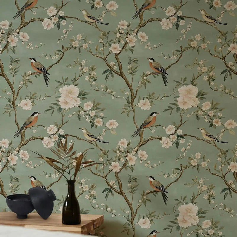 Oiseaux du jardin — papier peint en rouleau