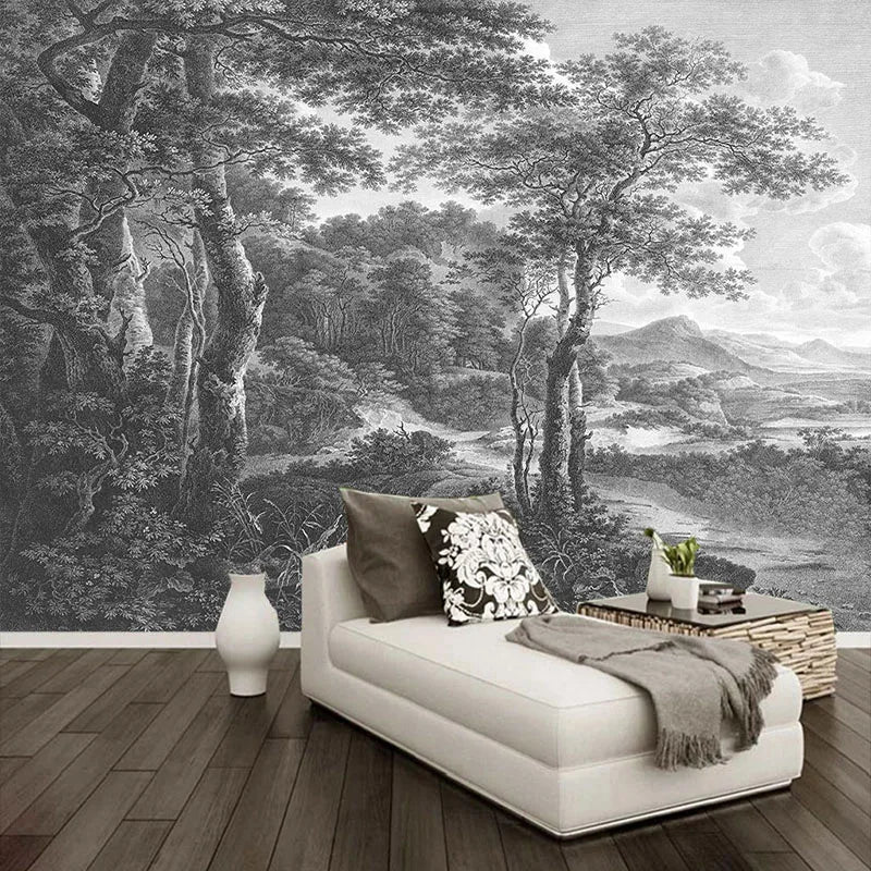 Forêt d’encre — papier peint panoramique