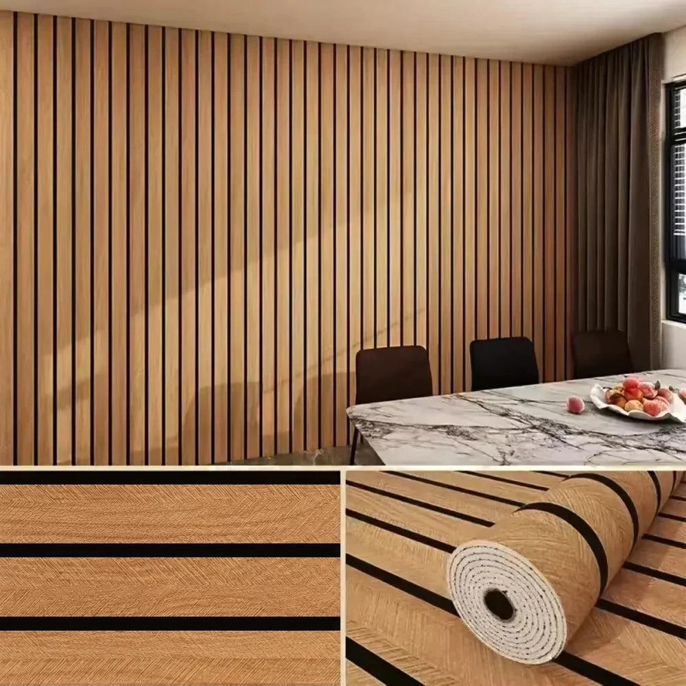 Honigfarbene Holzoptik — Tapete als Rollenware