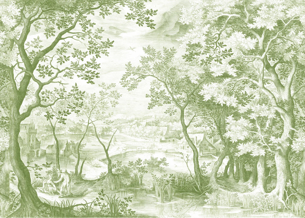 Forêt de gravure — papier peint panoramique