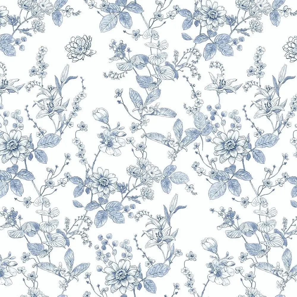 Azurblaue Blüten — Tapete als Rollenware