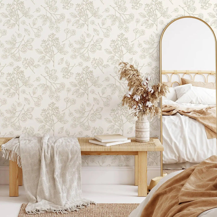 Herbier champêtre — papier peint botanique — visuel 1
