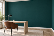 Coloris & matières — Vert foncé, revêtement mural dans un bureau à domicile.
