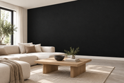 Coloris & matières — Noir, revêtement mural dans un salon contemporain.