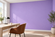 Coloris & matières — Violet, revêtement mural dans un bureau à domicile.