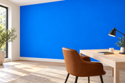 Coloris & matières — Bleu · 28, revêtement mural dans un bureau à domicile.
