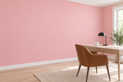 Coloris & matières — Rose, revêtement mural dans un bureau à domicile.