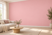 Coloris & matières — Rose, revêtement mural dans un salon lumineux.