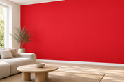 Coloris & matières — Rouge, revêtement mural dans un salon lumineux.