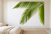 Feuillage tropical — motif 11, papier peint panoramique en situation dans une chambre