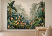 Feuillage tropical — motif 12, papier peint panoramique en situation dans un bureau