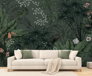 Feuillage tropical — motif 13, ambiance intérieure avec dessin visible conservé