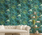 Feuillage tropical — motif 14, ambiance intérieure avec dessin visible conservé