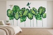 Feuillage tropical — motif 2, papier peint panoramique en situation dans une chambre