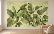 Feuillage tropical — motif 4, papier peint panoramique en situation dans un bureau