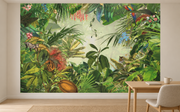 Feuillage tropical — motif 5, papier peint panoramique en situation dans un bureau