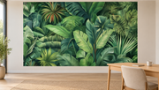 Feuillage tropical — motif 6, papier peint panoramique en situation dans un bureau