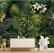 Feuillage tropical — motif 8, ambiance intérieure avec dessin visible conservé