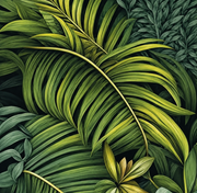 Feuillage tropical — motif 8, détail du feuillage du dessin visible