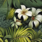 Feuillage tropical — motif 8, détail des fleurs du dessin visible