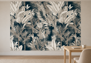 Feuillage tropical — motif 9, papier peint panoramique en situation dans un bureau