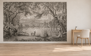 Forêt de gravure — Motif 5, bureau (mise en scène générée)