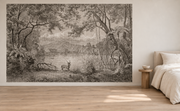 Forêt de gravure — Motif 5, chambre (mise en scène générée)