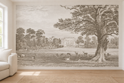 Forêt de gravure — Motif 6, salon (mise en scène générée)