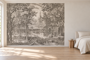 Forêt de gravure — Motif 7, chambre (mise en scène générée)