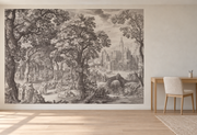 Forêt de gravure — Motif 8, bureau (mise en scène générée)