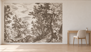 Forêt de gravure — Motif 10, bureau (mise en scène générée)