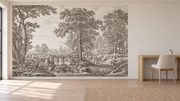 Forêt de gravure — Motif 11, bureau (mise en scène générée)