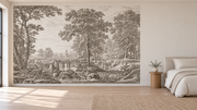 Forêt de gravure — Motif 11, chambre (mise en scène générée)