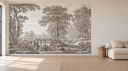 Forêt de gravure — Motif 11, salon (mise en scène générée)