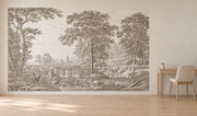 Forêt de gravure — Motif 12, bureau (mise en scène générée)