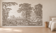 Forêt de gravure — Motif 12, chambre (mise en scène générée)