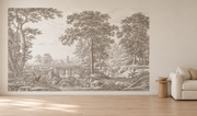 Forêt de gravure — Motif 12, salon (mise en scène générée)