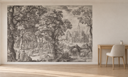 Forêt de gravure — Motif 16, bureau (mise en scène générée)