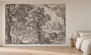 Forêt de gravure — Motif 16, chambre (mise en scène générée)