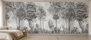 Forêt silencieuse — motif 1, panorama en situation dans une chambre