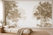 Forêt silencieuse — motif 2, panorama en situation dans une chambre