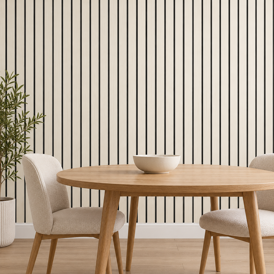 Lignes en relief — nuance 3, salle à manger (mise en scène générée)