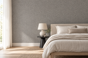 Maille de lin — Beige et gris — aspect lin, revêtement mural dans une chambre paisible.