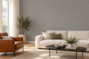 Maille de lin — Beige et gris — aspect lin, revêtement mural dans un salon contemporain.