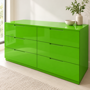 Palette satinée — Vert brillant, commode (mise en scène générée)