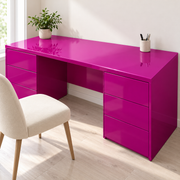 Palette satinée — Violet brillant, bureau (mise en scène générée)
