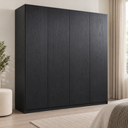 Palette satinée — Noir — effet bois, armoire (mise en scène générée)