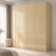 Palette satinée — Champagne brillant, armoire (mise en scène générée)