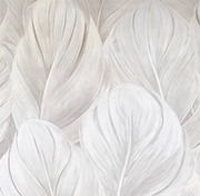 Papier peint Plumes de soie, Motif 1, détail des plumes en haut à gauche.