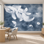 Papier peint Plumes de soie, Motif 4, dans un bureau.